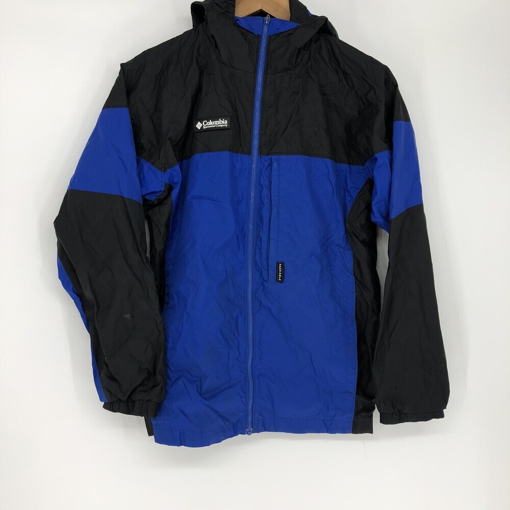 VTG Columbia Color Block Jersey Lined Packable Nylon Hooded Jacket Youth 14/16